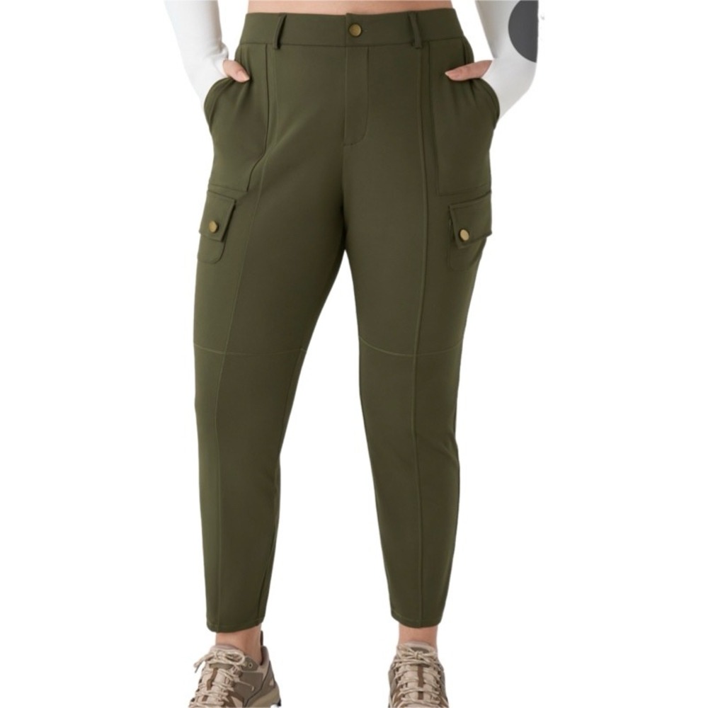 HALARA XL Regular Daystretch High Waisted Slim Hiking Cargo Pants Green Utility